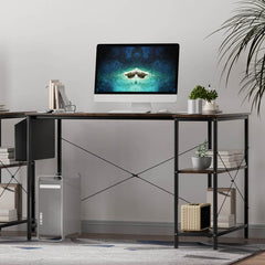 Levede L Shaped Computer Desk Corner Desk Brown-1954802381891964934