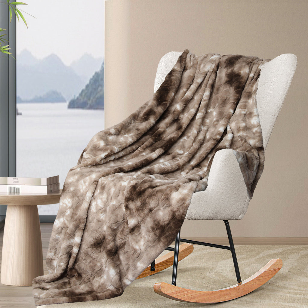 Dreamz Luxury Tie-dyed Blanket Brown 127cm x 152cm-1954802367232872455