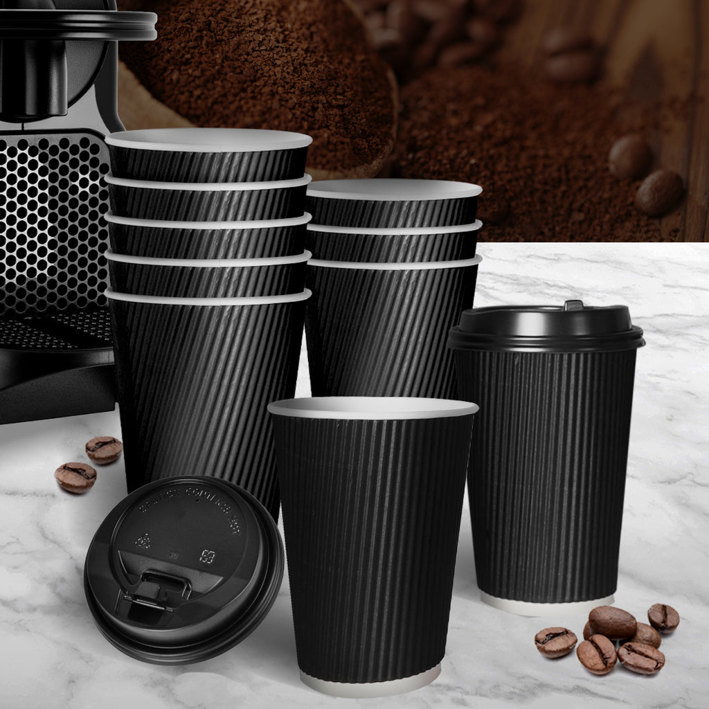 200 Pcs 16oz Disposable Takeaway Coffee Black-1954802896084275206
