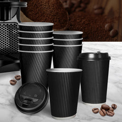 200 Pcs 16oz Disposable Takeaway Coffee Black-1954802896084275206