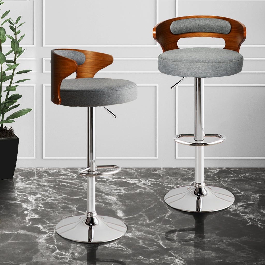 Levede 1x Kitchen Bar Stools Gas Lift Grey Silver-1954802951906267142