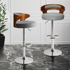Levede 1x Kitchen Bar Stools Gas Lift Grey Silver-1954802951906267142