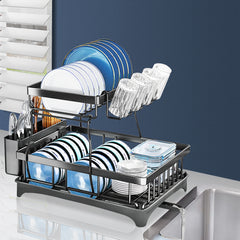 TOQUE Detachable Dish Drying Rack Cutlery Black-1954802793315438598