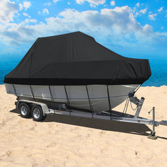 Boat Cover 12-14 FT Trailerable Weatherproof Black 14FT-1954802947657437190