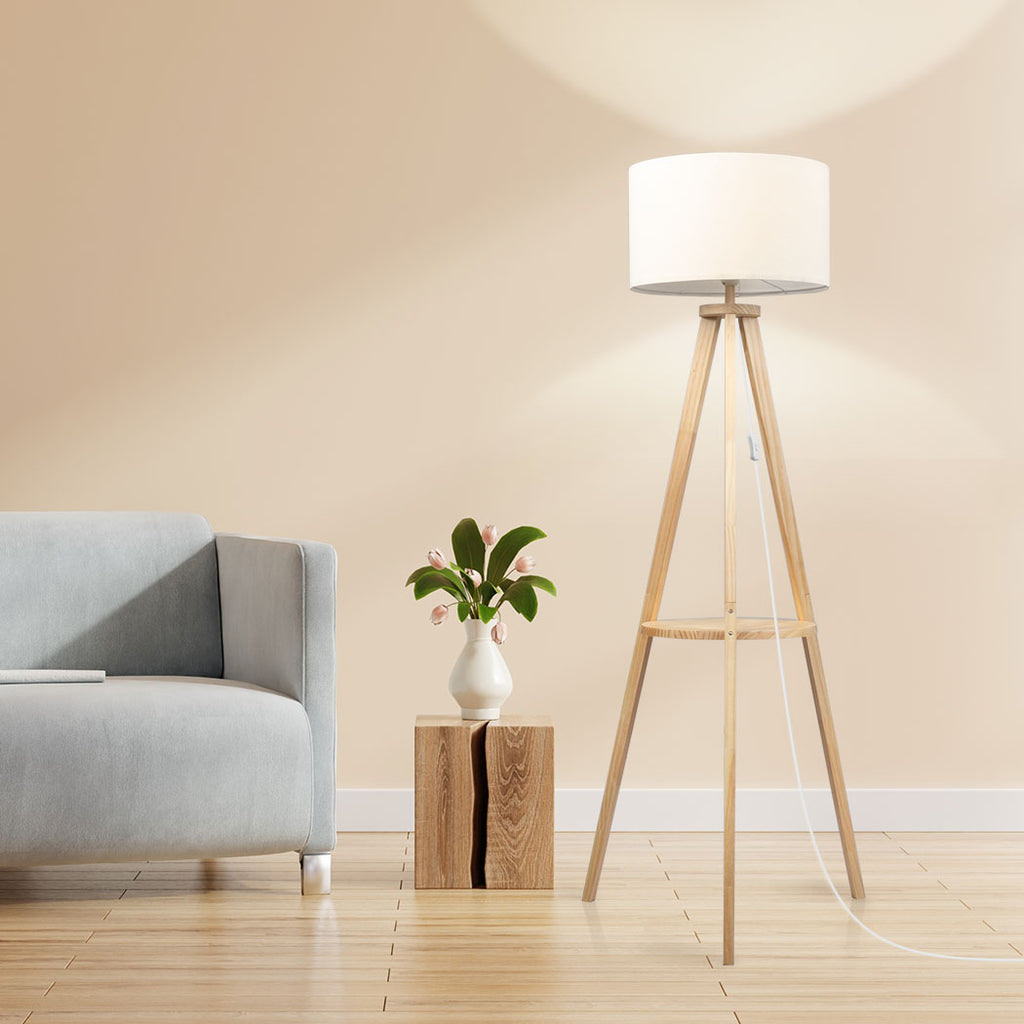 EMITTO Tripod Floor Lamp with Shelf-1954802835845681158