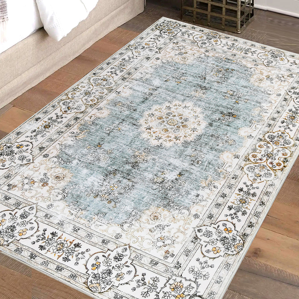 Marlow Floor Rug Short Pile Washable Vintage Carpet Soft Plush Non Slip 200x230-1954802390679031814