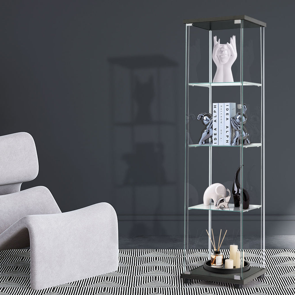 Stacked Display Storage Cabinet Glass Black-1954803004075020294