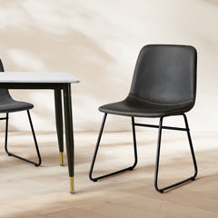 Levede 2x Dining Chairs Kitchen Table Black-1954802996567216134