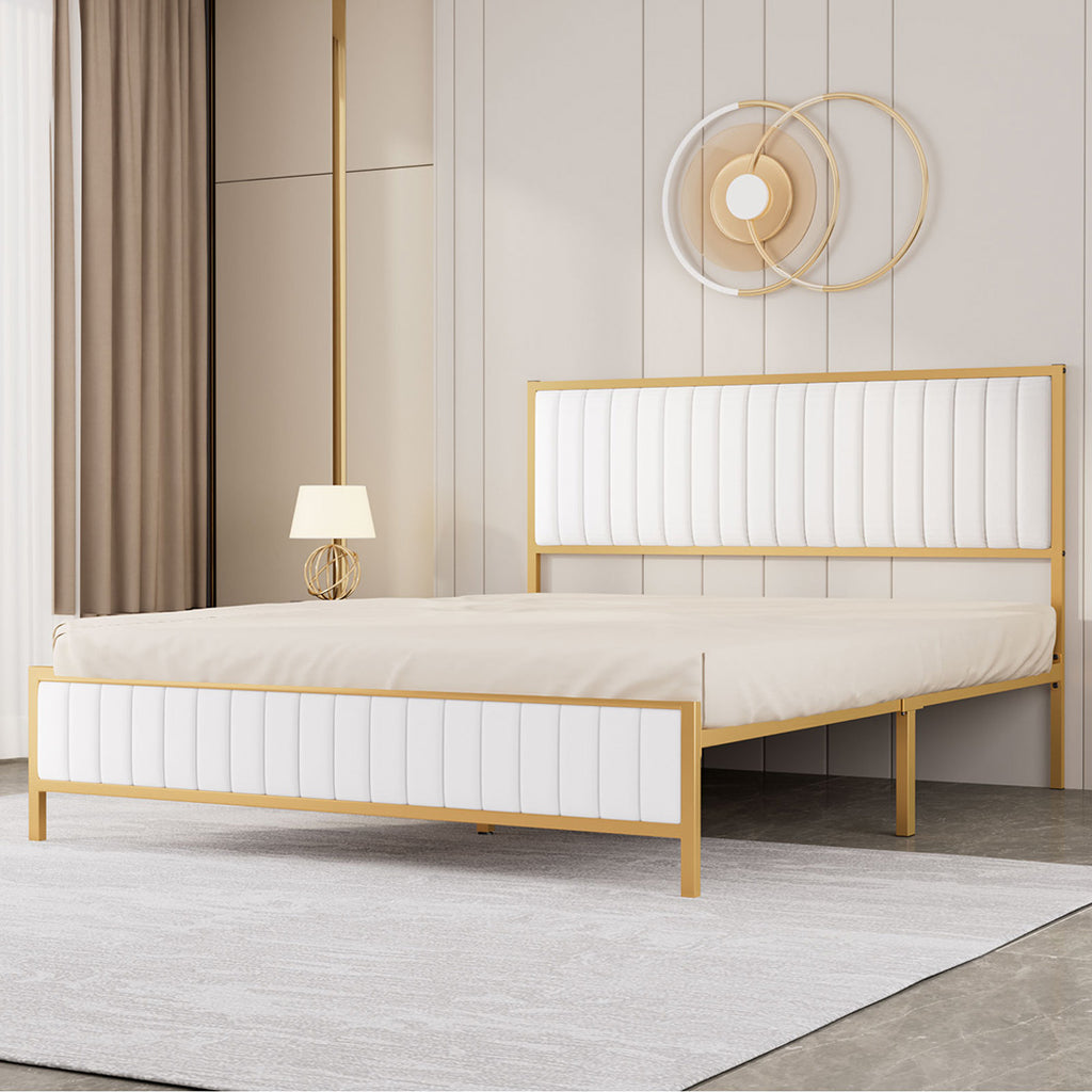Levede Metal Bed Frame Under Bed Storage Double Beige-1954802450372366342