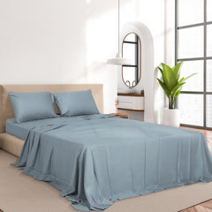 Dreamz 4pcs Queen Size 100% Bamboo Bed Sheet Set in Grey Colour-1954802920713228294