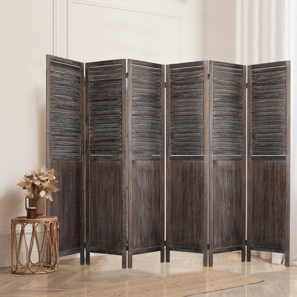 Levede 6 Panel Partition Room Divider Brown-1954802330083921926
