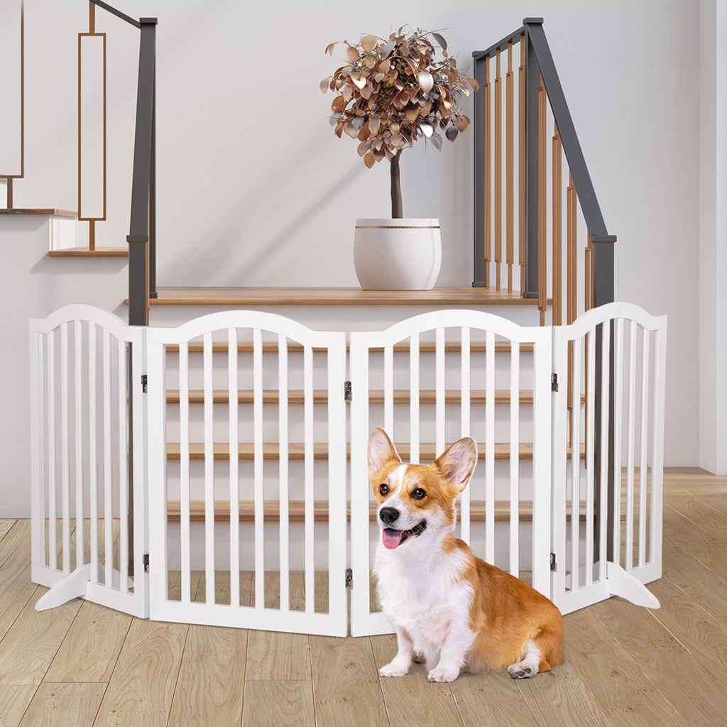 PaWz Wooden Pet Gate Dog Fence Safety White-1954802550205190150