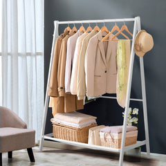 Levede Clothes Rack Wooden Wardrobe White-1954803003496206342