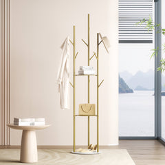Levede Coat Rack Clothes Stand 8 Hook Organizer Gold-1954803015403835398