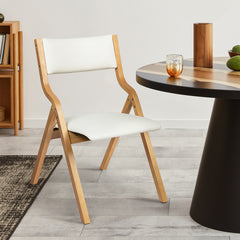 Levede 2x Dining Chairs Foldable PU Beige-1954802992888811526