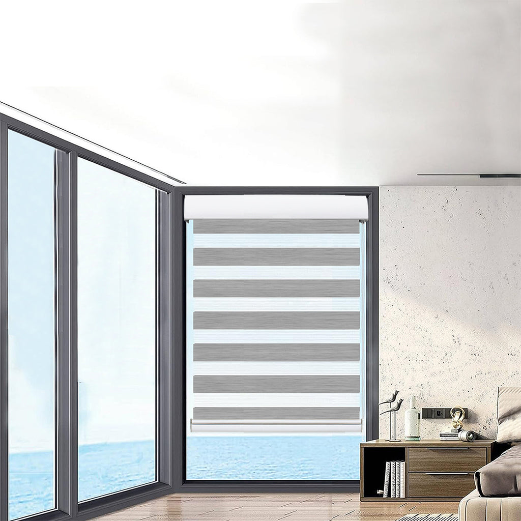 Marlow Blackout Zebra Roller Blind Curtains 60x210 Grey-1954802974454845446