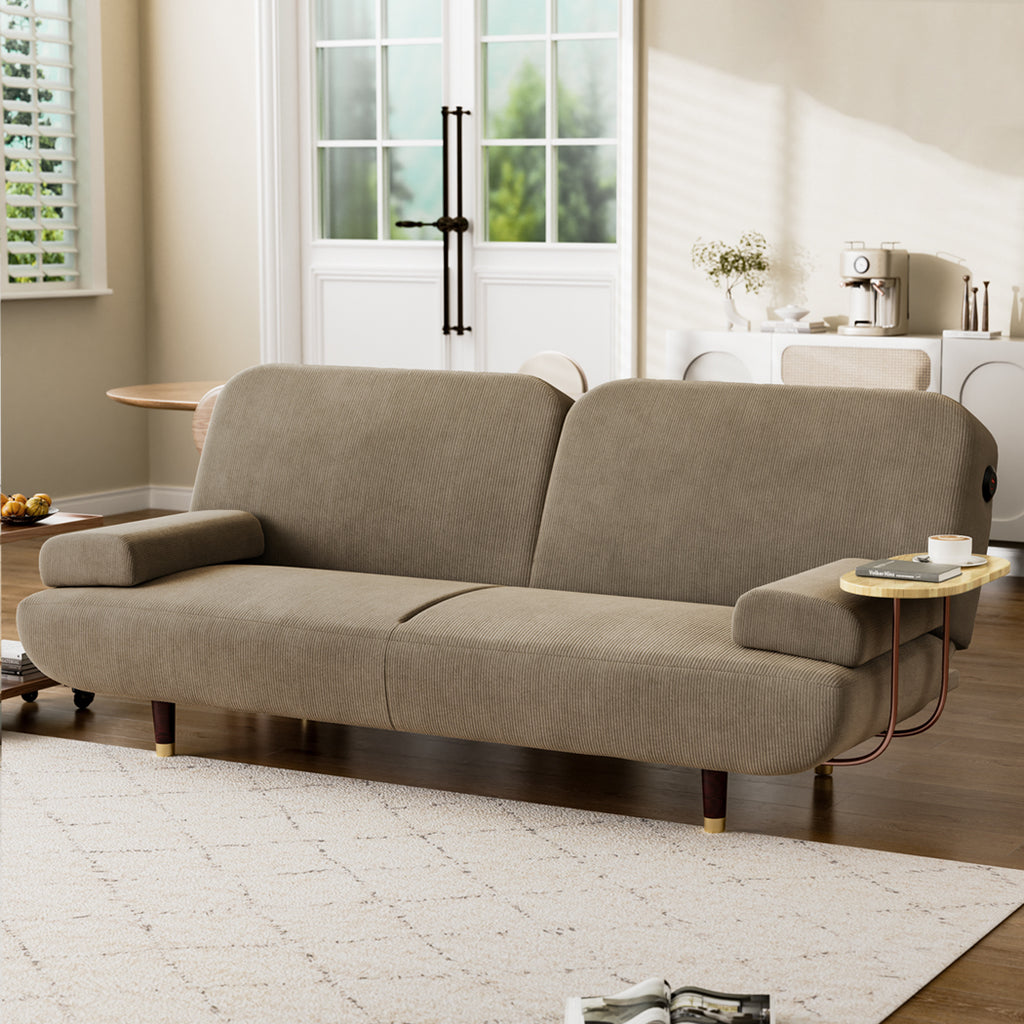 LEVEDE  CONVERTIBLE SOFABED WITH USB CHARGE AND SIDE TABLE-1954802387826905095