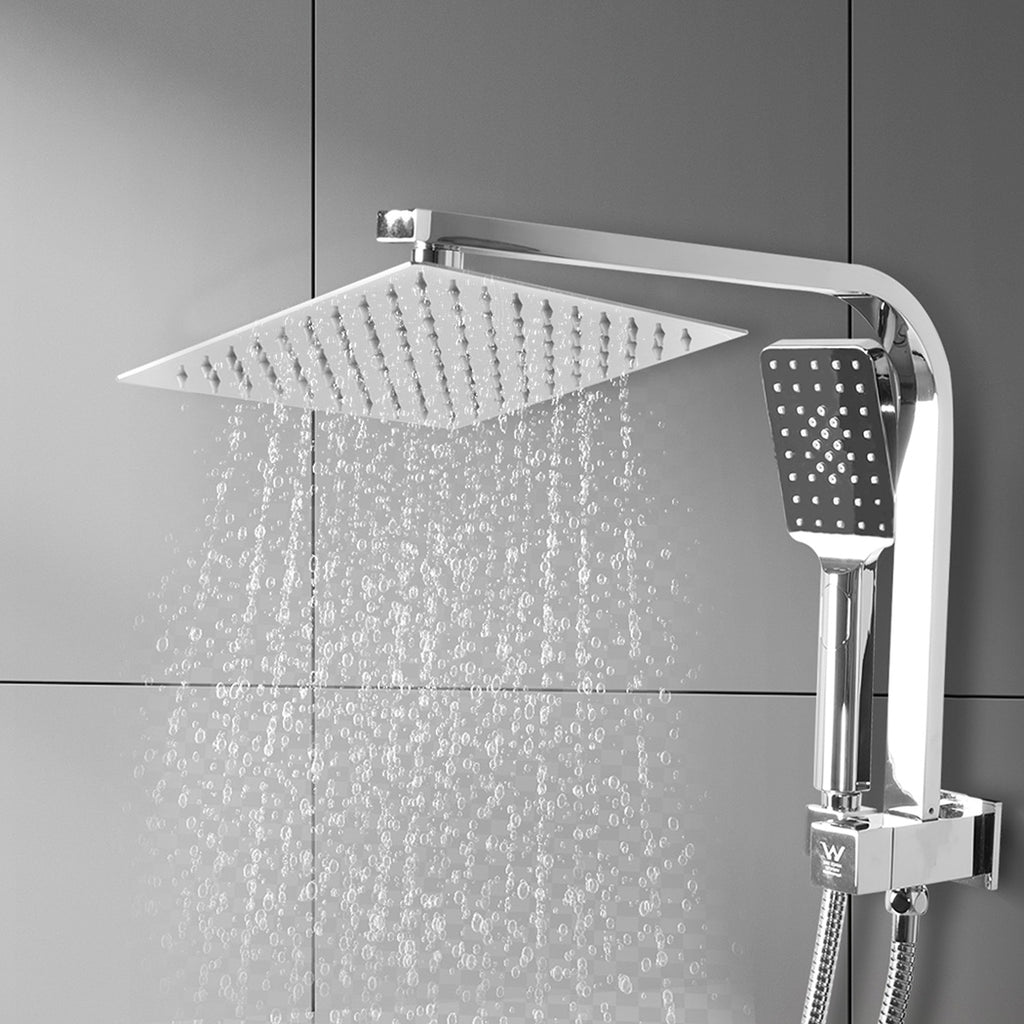 High Pressure Shower Head Set Rain Square Silver-1954802745596841990