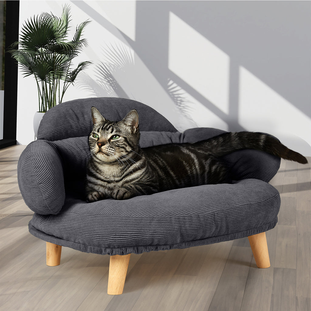 Pawz Elevated Pet Dog Cat Sofa Bed Couch L Size Grey-1954802452956057606