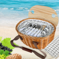 Picnic Basket Set Willow Baskets Outdoor-1954802902241513478