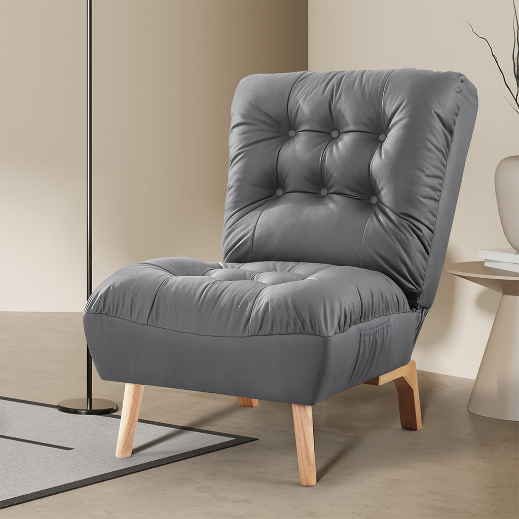 Levede Accent Chair Sofa Recliner Adjustable Grey-1954802893047599110