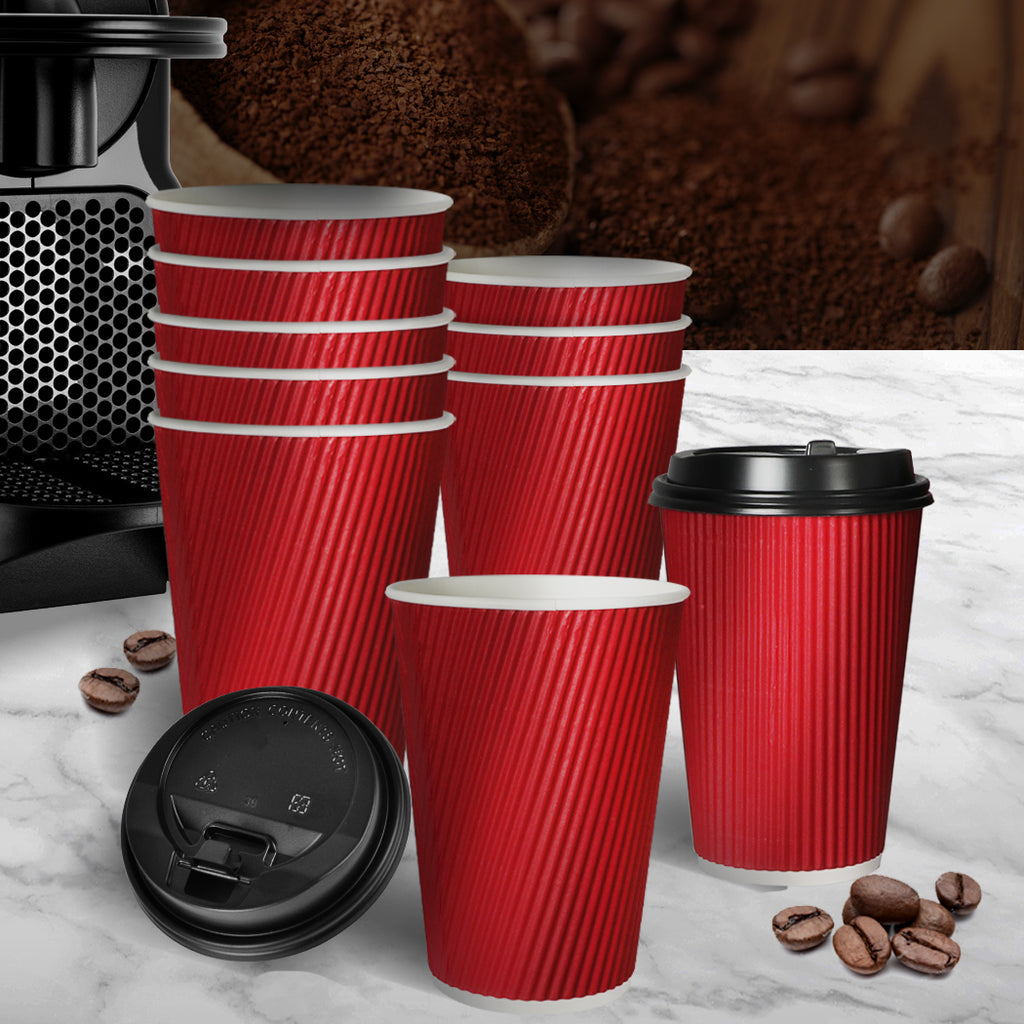 100 Pcs 16oz Disposable Takeaway Coffee Red-1954802895908114438
