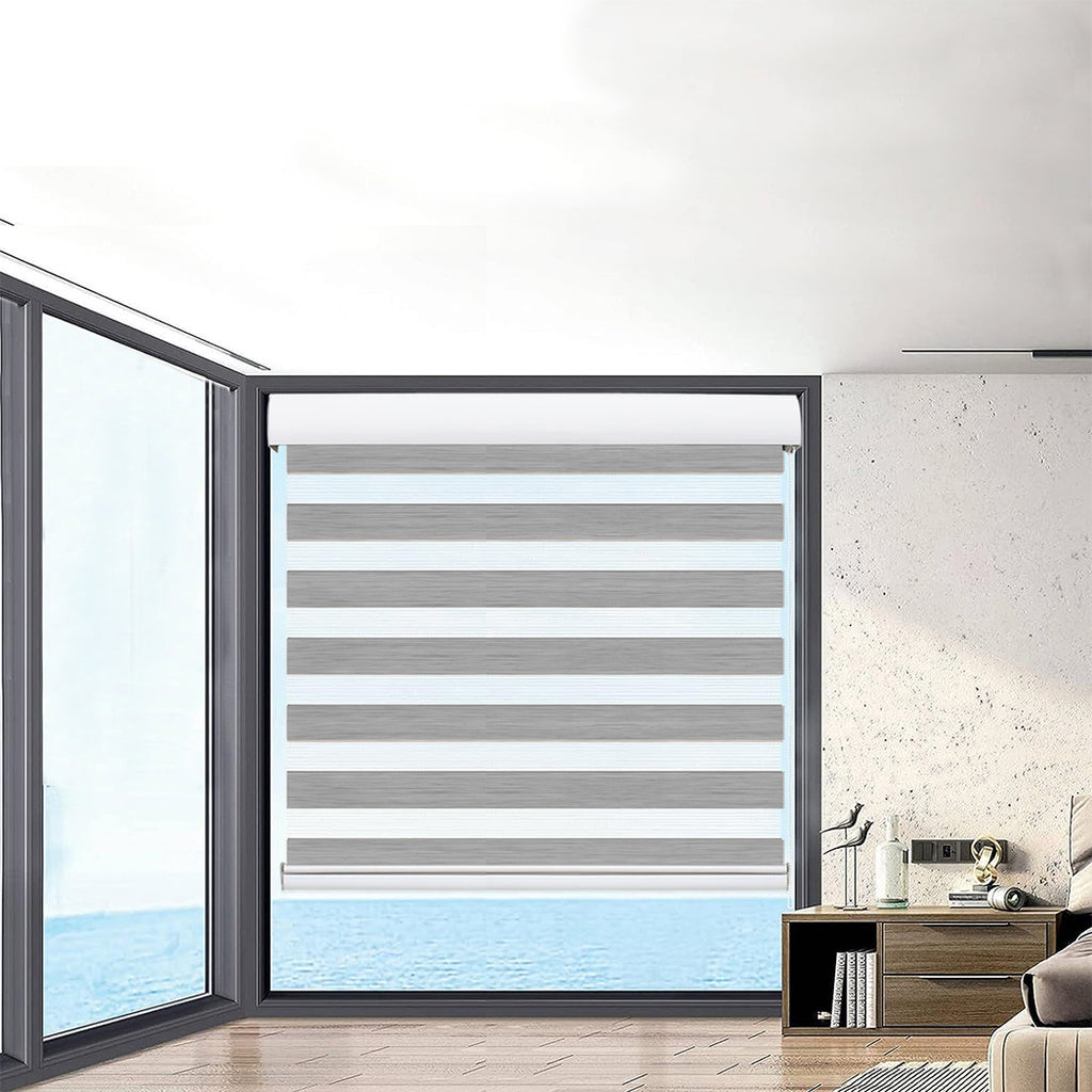 Marlow Blackout Zebra Roller Blind Curtains 180x210 Grey-1954802973611790342