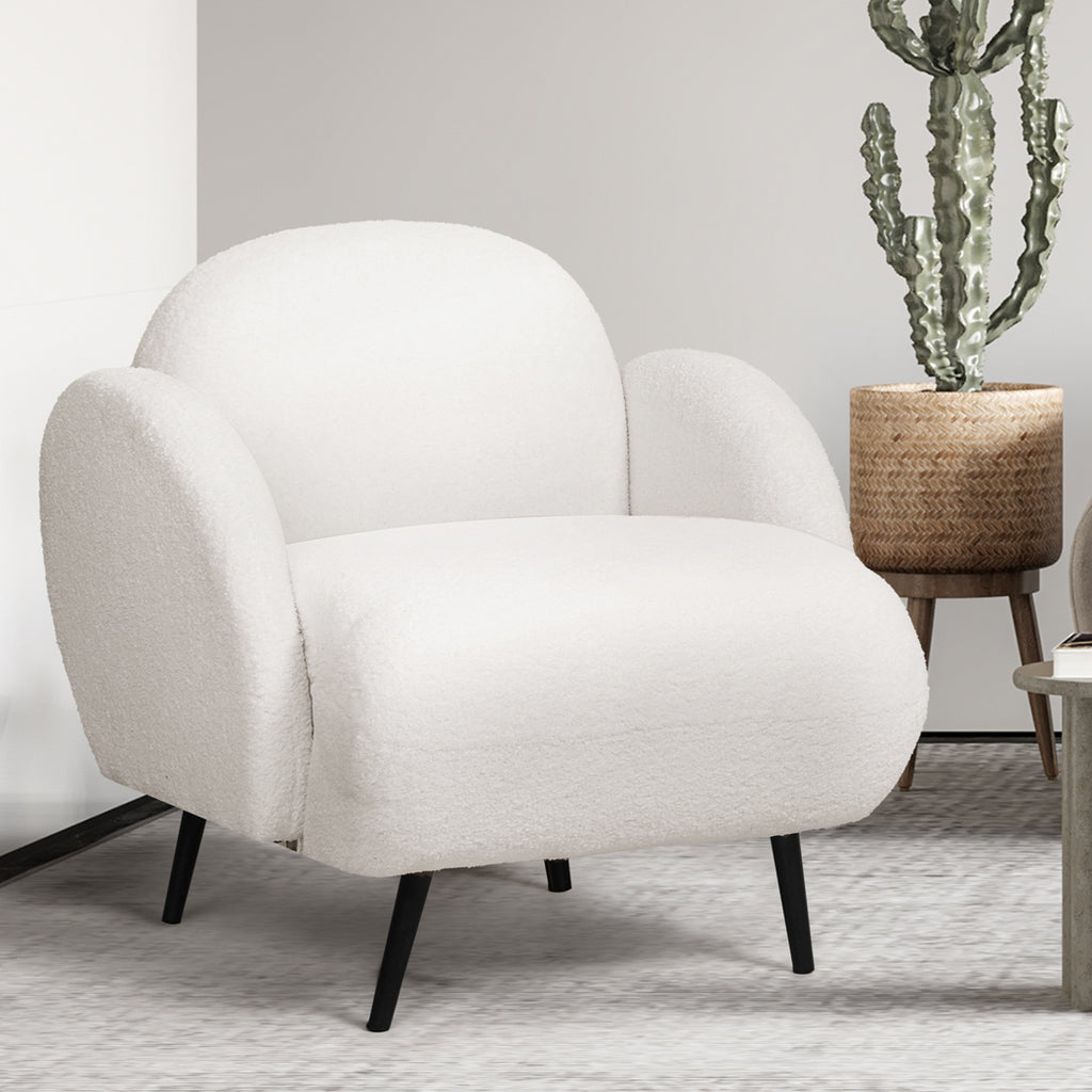 Levede Sofa Chair Fleece Upholstered Single White-1954802386753163270