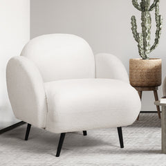 Levede Sofa Chair Fleece Upholstered Single White-1954802386753163270