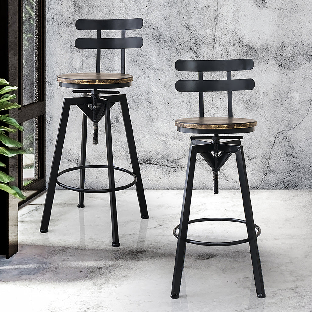 Levede 1x Bar Stool Industrial Adjustable-1954802952325697542