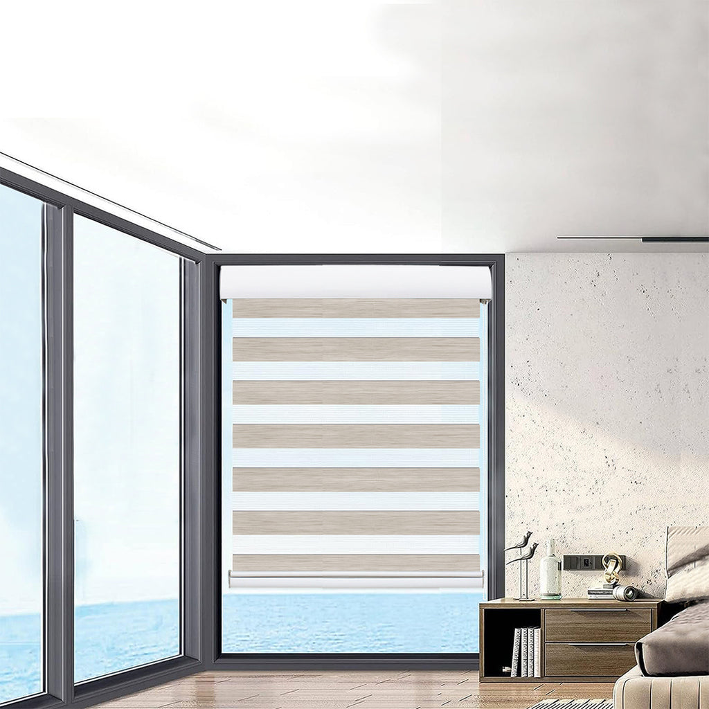 Marlow Blackout Zebra Roller Blind Curtains 90x210 Beige-1954802975117545478