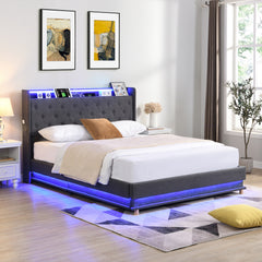 Levede Double Bed Frame Gas Lift LED Light-1954802406353145862