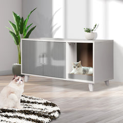 PaWz Enclosed Cat Litter Cabinet Box Grey-1954802552142958598