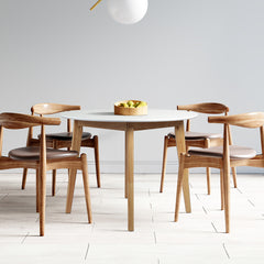 Levede Dining Table Round Rubberwood Base 100cm White 100 CM-1954802999041855494