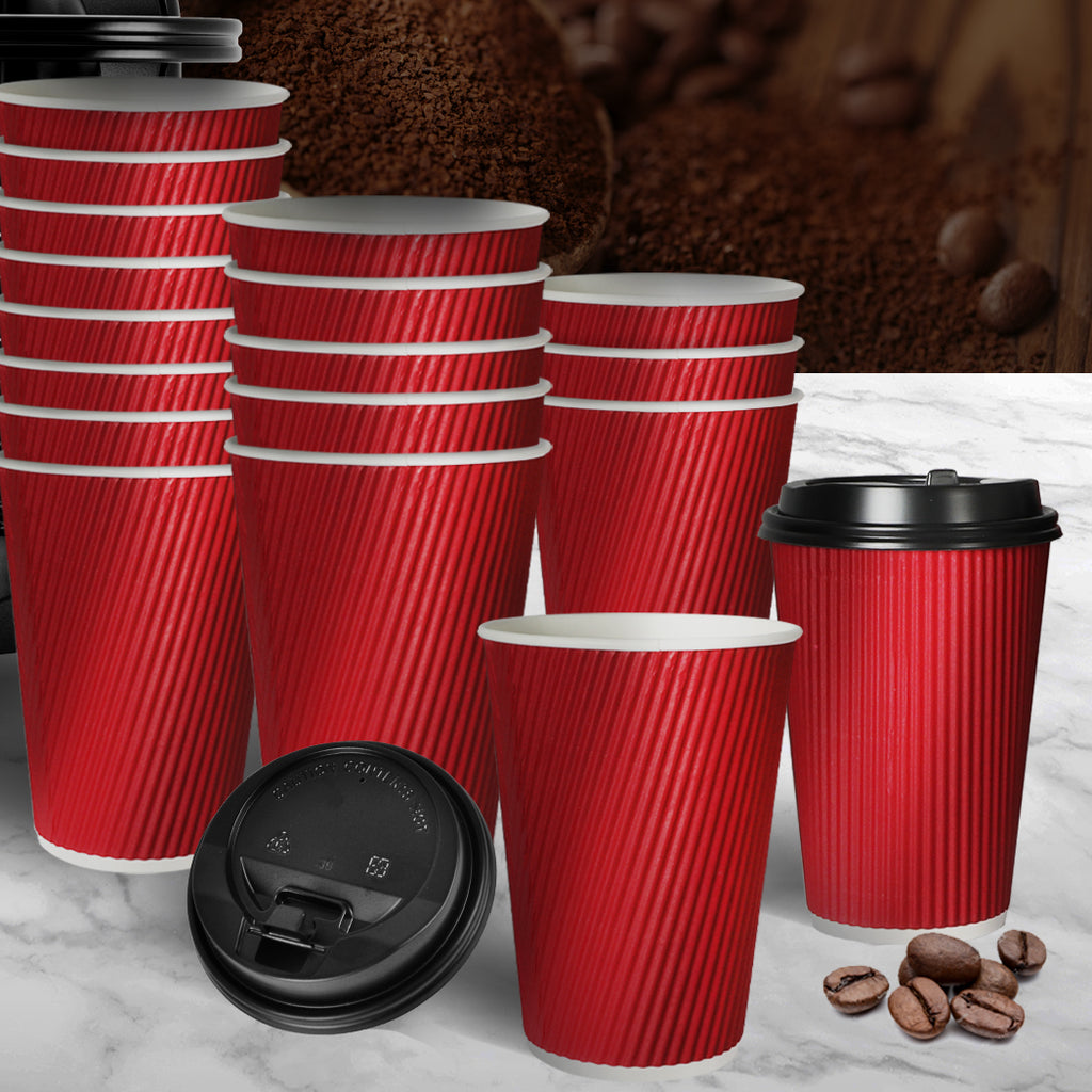 500 Pcs 16oz Disposable Takeaway Coffee Red-1954802897040576518