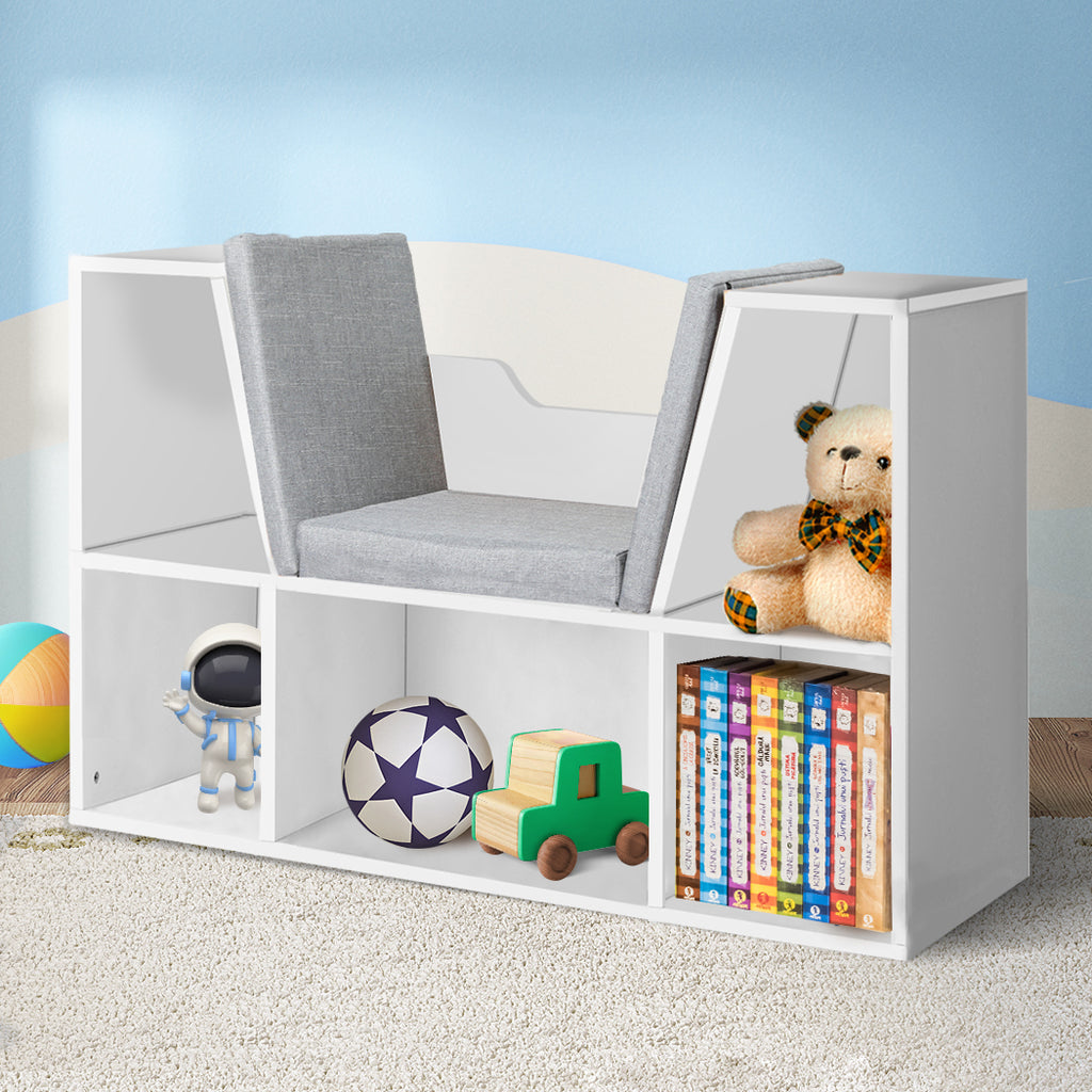 Levede Kids Bookcase Toys Box Shelf White-1954802614847803398