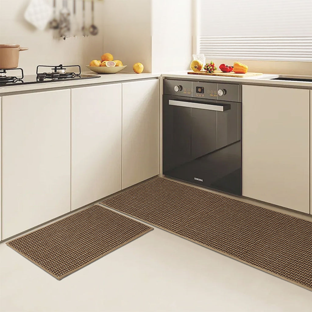 Marlow Kitchen Rug 2PCS Woven Non Slip Absorbent Brown-1954802460694548486