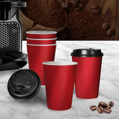 50 Pcs 16oz Disposable Takeaway Coffee Red-1954802897485172742