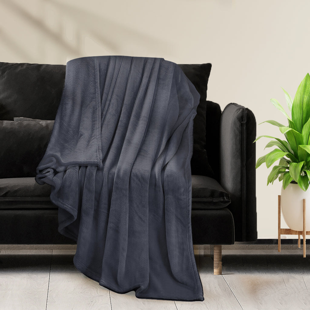 DreamZ 320GSM 220x240cm Ultra Soft Mink Dark Grey Queen-1954802937142317062