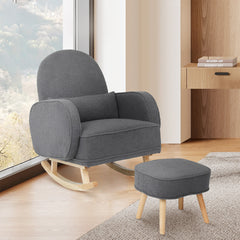 Levede Fleece Rocking Chair with footstool-1954802408546766854