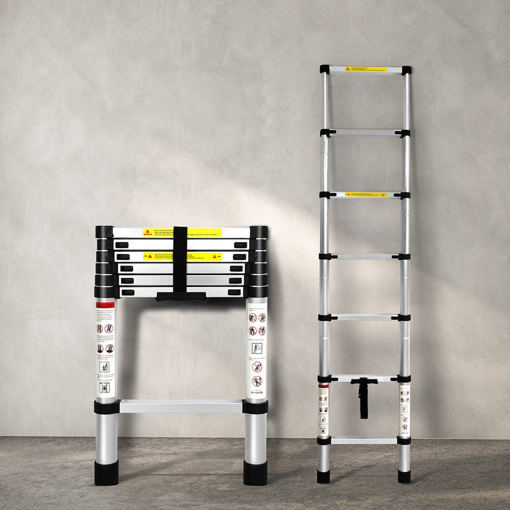 Traderight Multipurpose Ladder Telescopic 2M Silver 2 Meter-1954802733693407238