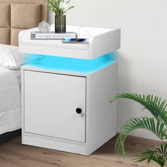 Levede Bedside Table USB Charger Outlet RGB White-1963748908136009735
