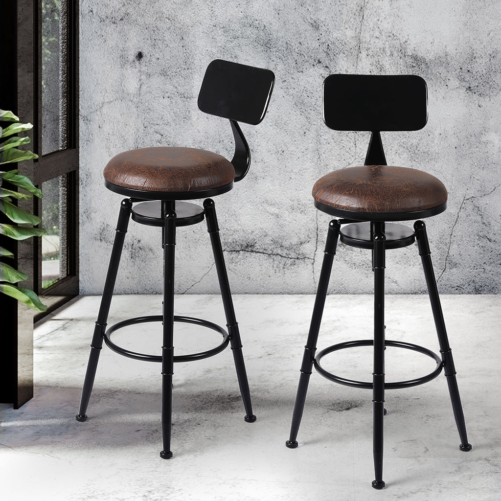Levede 2x Bar Stool Kitchen Wooden PU-1963748915954192390