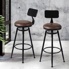 Levede 2x Bar Stool Kitchen Wooden PU-1963748915954192390