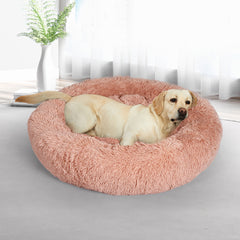 PaWz Pet Bed Cat Dog Donut Nest Calming L Pink Large-1954802759899418630