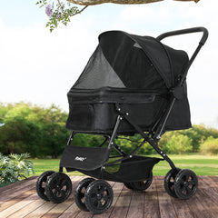 PaWz Pet Stroller Dog Cat Carrier Foldable Black-1954802607113506822