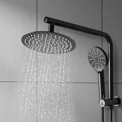 High Pressure Shower Head Set Rain Round Black-1954802953378467846