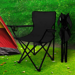 Levede Camping Chairs Folding Arm Foldable Black-1954802874701713414