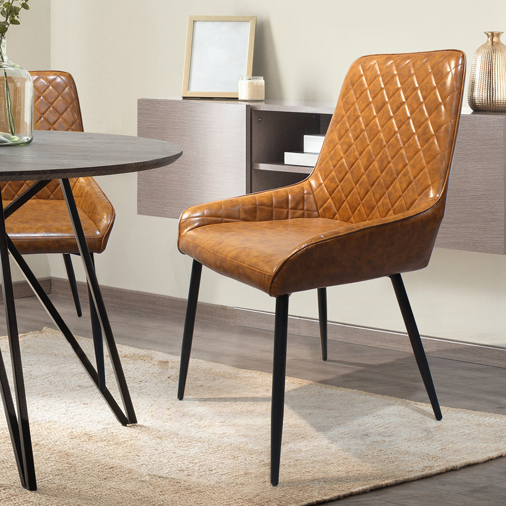 Dining Chairs x 4 Padded Seat PU Faux Leather-1954802379283107846