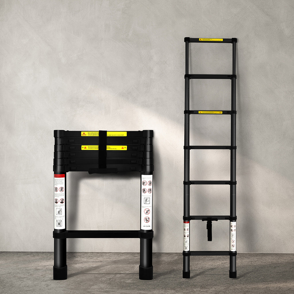 Traderight Multipurpose Aluminium Ladder Telescopic 2M Black 2 Meter-1954802733898928128